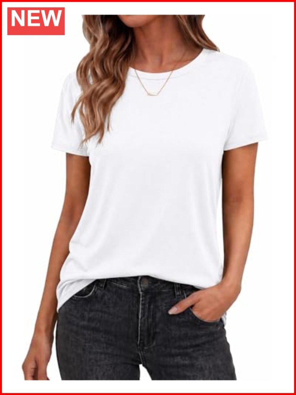 Womens Short Sleeve Crew Neck T-Shirt Loose Fit Casual Basic Tee